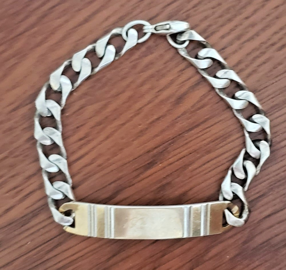 Vintage Sterling & 14KT P.L.A. Gold ID Bracelet Engraved