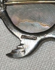 Vintage Sterling Silver Fish Brooch Pin W/Abalone Shell Inlay Angelfish