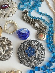Vintage Jewelry Lot Deco Nouveau Brooch Necklace Earrings 1920-1960’s