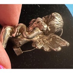 Sterling Silver Electroform Cherub Angel Pin Pendant