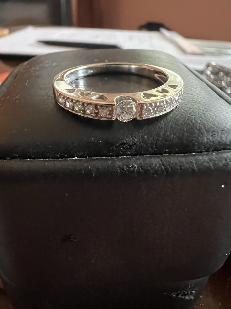 Diamond Eternity Wedding Anniversary Band With Hearts In 14k White Gold Sz 6.5
