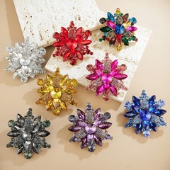 Vintage Austrian Crystal Rhinestone Flower Shape Brooch Pin Crystal Jewelry Pin