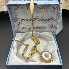 Vintage 12k Gold Filled Pocket Watch Fancy Link Chain FOB,Swivel Dog Clip, Czech