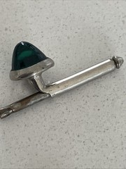 Vintage Style Cuff Links With Green Stone Cabochon.