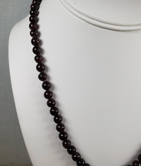 Vintage Genuine Almandine Garnet Small Bead Strand Choker Necklace Barrel Clasp