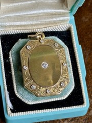 Antique Vintage Victorian 14k 15k Gold Locket Diamonds Monogrammed *As Is* 10 g