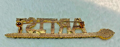 Estate ARTIST Paint Brush Brooch Pin Clear and Red Rhinestones