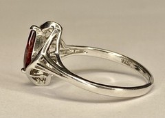 Vintage RJ Sterling Silver 1.00 Ct Marquise Cut Red Garnet Ring Size 10