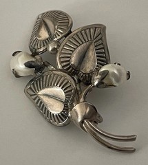 Vintage Theodor Klotz 835 German Silver Brooch Baby Tooth Pearl TEKA Germany Pin