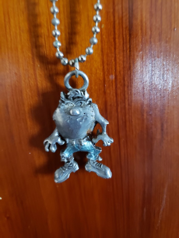 Vintage Taz Pewter Necklace Tazmanian Devil Warner Brothers 1995 Cartoon