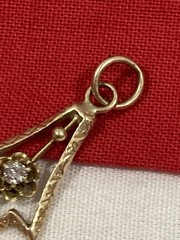 Vintage 14k Solid Yellow Gold Bell Shape Flower Pendant Accent Diamond 0.68g