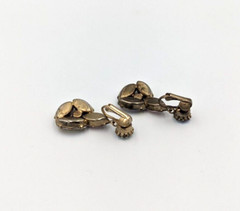 Aurora Borealis Crystals Rhinestones Clip On Earrings AB Vintage Unmarked Dangle