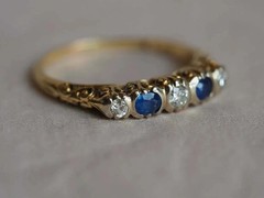 2Ct Lab-Created Sapphire Antique Vintage Art Deco Wedding Ring 14kYellow Gold FN