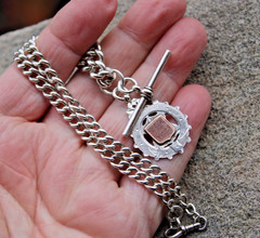 Silver & Gold Fob Curb Link Chain/Necklace – AHS – Chester – 1900 / 1914