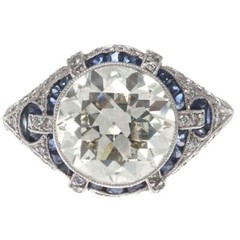 5Ct Art Deco Style Lab Created Diamond Engagement Wedding 14K White Gold FN Ring