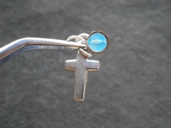 TINY Double Sided St Christopher & Silvertone Cross Vintage Charm Pendant 1.3g