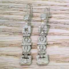 Art Deco Drop Women’s Earrings 2.8 Ct Simulated Diamond 14K White Gold Over