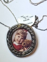 Sterling Silver 10k Gold & Diamond Vintage Mini Picture Frame / Pendant / Brooch