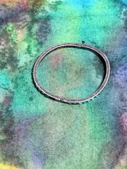 Antique 1920s Art Deco Sterling Silver & Green Channel Set Paste Bangle Bracelet