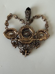 Vintage Black Rhinestone Brooch Pin or Pendant Attice Design