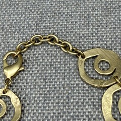 Vintage Bracelet Matte Gold Tone Double Rings Adjustable Length