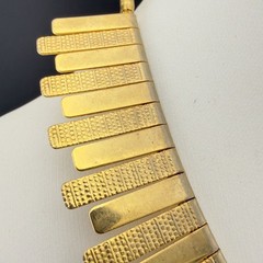 Vintage Gold Tone Textured Collar Necklace Fringe 17 Inches Classic