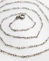 Vintage Antique Victorian Platinum Paper Clip Chain Necklace 19″ FZZ