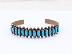 6.5″ Vintage WM Wheeler Turquoise Gemstone Copper Cuff Native Mexico Bracelet