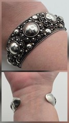 Vintage SIAM 925 Sterling Silver Granulated Dome Wide Bold Cuff Bracelet *READ*