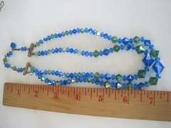 Blue Green Aurora Borealis Double Strand Necklace Choker Approx. 15″