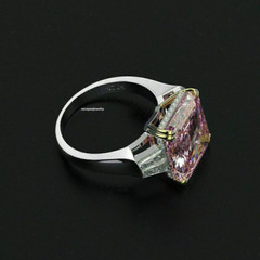 5.50 Ct Asscher Cut Elegant Natural Pink Sapphire & Diamond Ring 14K White Gold