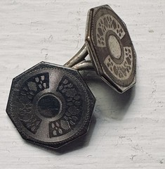 Belais 14K White Gold Antique Octagonal Cufflinks Signed Fine Jewelry