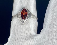 Vintage RJ Sterling Silver 1.00 Ct Marquise Cut Red Garnet Ring Size 10