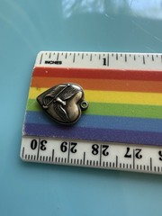 Vintage WWII Sterling Silver Eagle American Flag Jockey Puffy Heart Charm 1.9g