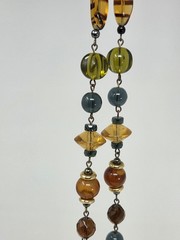 Liz Claiborne Multicolor Glass Lucite Beaded Necklace Autumn Colors 40 Inch VTG