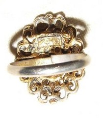 Vintage 1950s UNCAS Mfg Co COCKTAIL RING Faux Amethyst and Auroras Providence RI