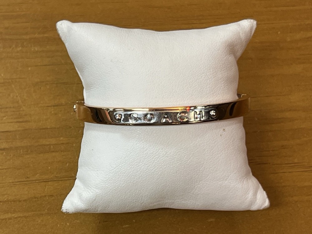 Coach Signed Gold Tone With Silver Tone Accent Bangle Locking Clasp
