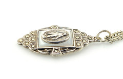 Creed Sterling Silver Our Lady Pendant Necklace Art Deco 15 In