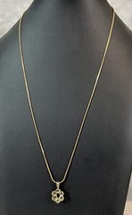 Vintage GoldTone UTC Necklace – Gold Flower Onyx .925 Sterling Silver – 22″