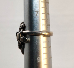 Vintage Artisan Brutalist Abstract Silvertone Ring Size 8 Mid Century Modernist