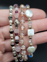 Lot Of 4 Vintage Glass Beaded Multicolored 7.5″ Bracelets Toggle Clasp