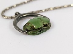 Vtg Egyptian Revival Tutmania Scarab Beetle Spinner Pendant Necklace
