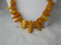 Antique Butterscotch Egg Yolk Amber Big Beads Necklace 74 Grams