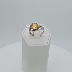 Vintage Citrine Ring Diamond Accents 925 Sterling Silver Size 5 FREE $HIPPING!!