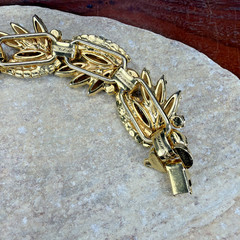 D&E Juliana 5 Link Bracelet Rhinestones Gold Amber AB Glass Aurora Borealis