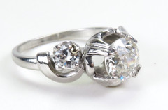 Antique 1920’s 3 Diamond Engagement Platinum Ring Size 5.5 UK-K1/2 EGL USA Deco