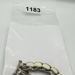 Vintage Gold Tone Cable Link Bracelet Cream Enamel Toggle Clasp Statement 6.75″
