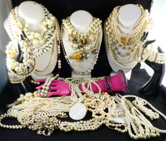 Huge Vintage Faux Pearl Jewelry Lot 4 lbs 30 Necklaces Bracelets 40 Piece Lot