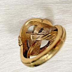 Vintage Trifari Gold Tone Laced Design Ring Adjustable for sizes 5-6