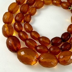 Antique Königsberg Baltic Amber Necklace, Faceted Graduated Beads, Natural Amber